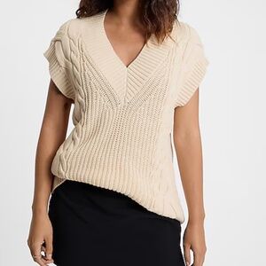 Cable Knit V-Neck Oversized Sweater Vest